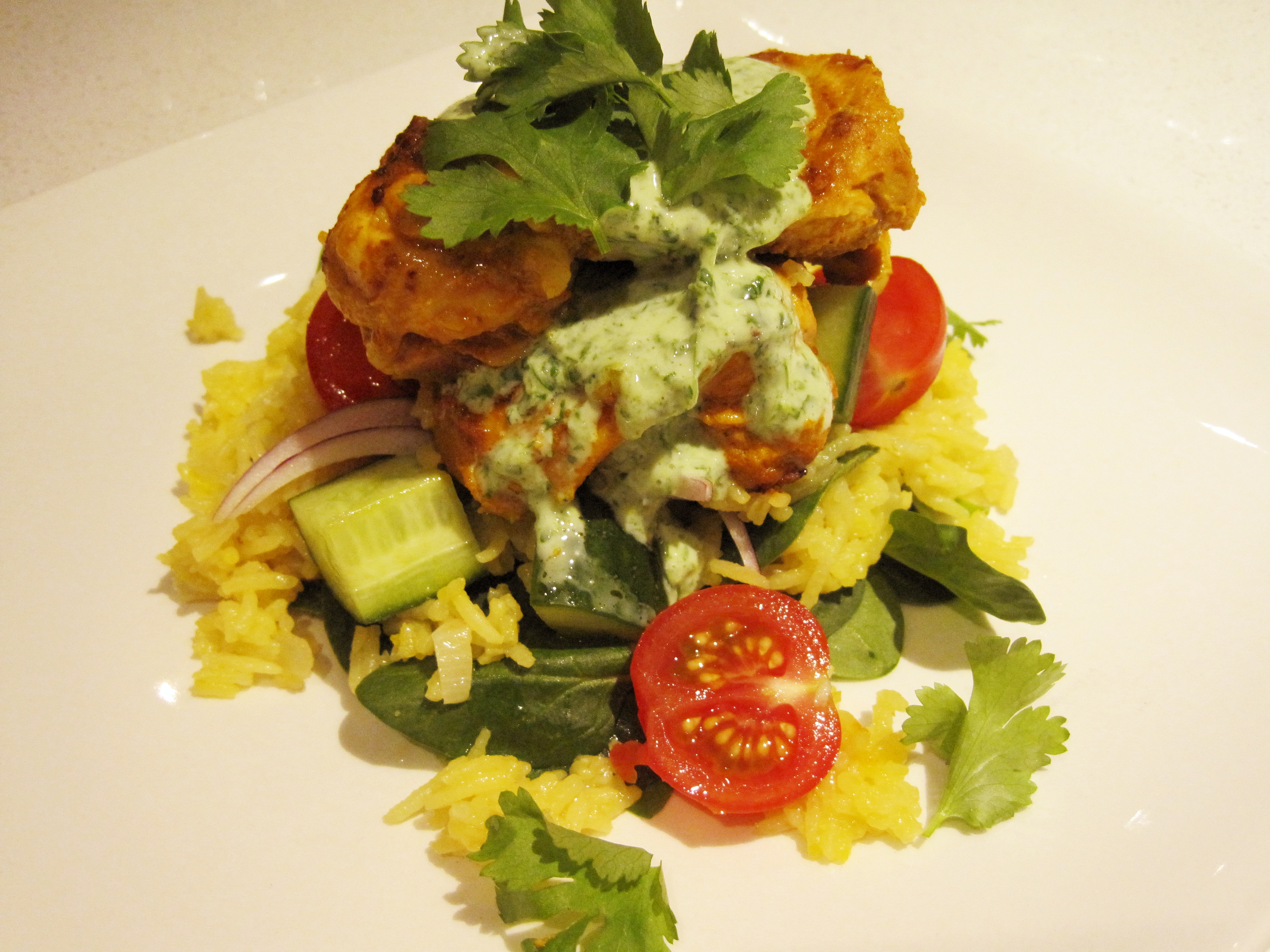 Indian spiced Chicken with Coriander dressing