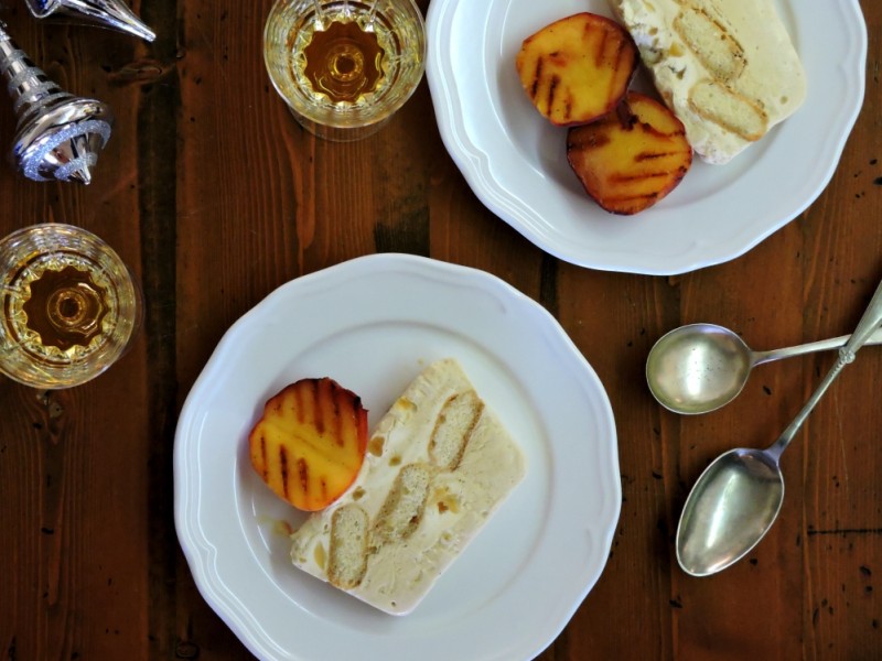 Eggnog Semifreddo with Grilled Peaches